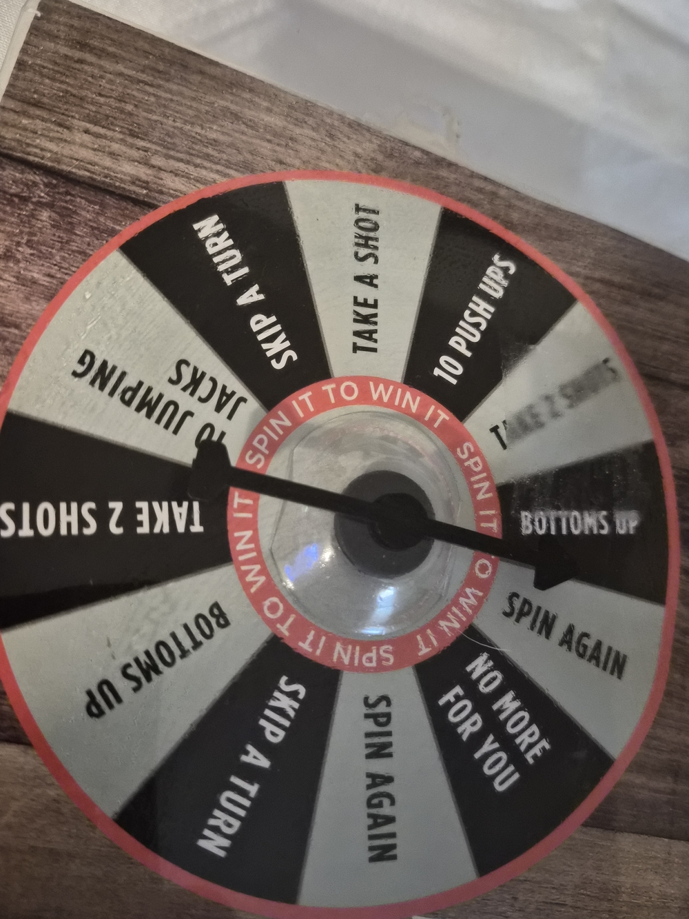 Spin to Win It Drinking Game Wheel - Black, White, Red